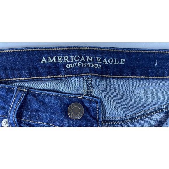 American Eagle Outfitters Women's Blue Jeans Tom Girl Distressed Button Up Pants - Picture 4 of 9